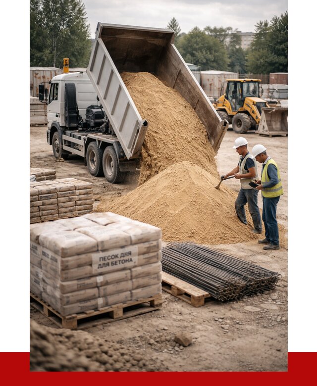 Песок для бетона в Кстове от 2546 р. с доставкой, ПРОНЕРУДКсв