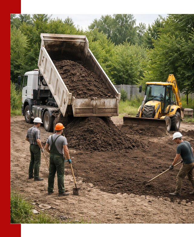 Доставка и укладка грунта для выравнивания участка в Кстове