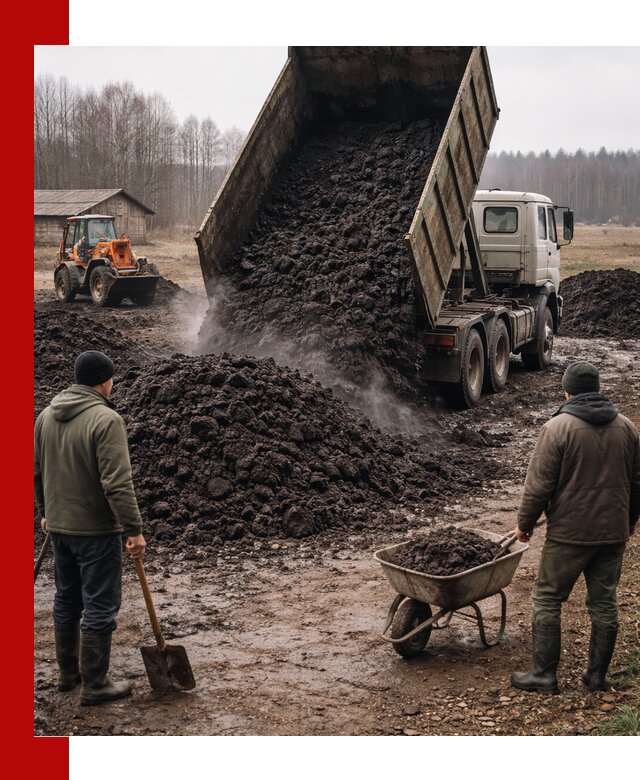 Доставка низинного торфа с разгрузкой и доставкой в Кстово