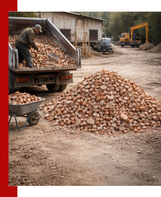 Доставка и подушка из боя кирпича с разгрузкой в Кстово