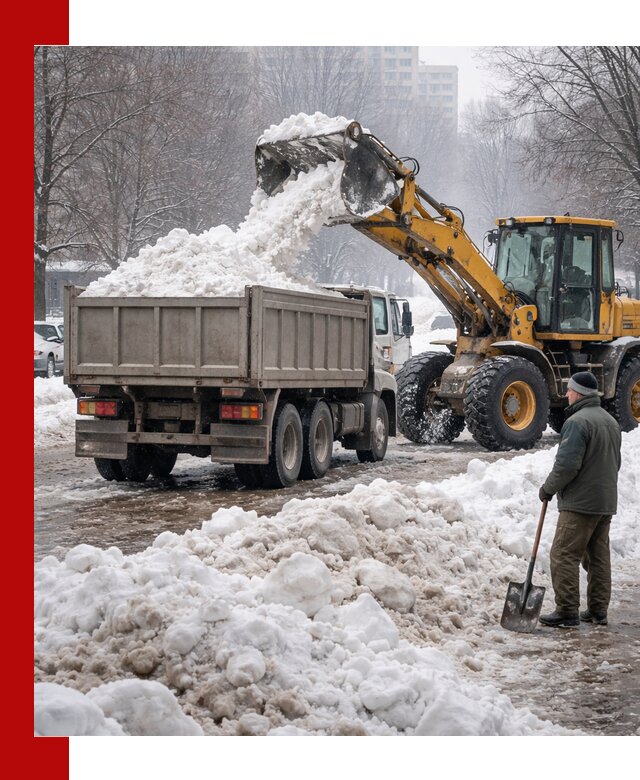Вывоз снега грузовой техникой в Кстово оперативно и чисто